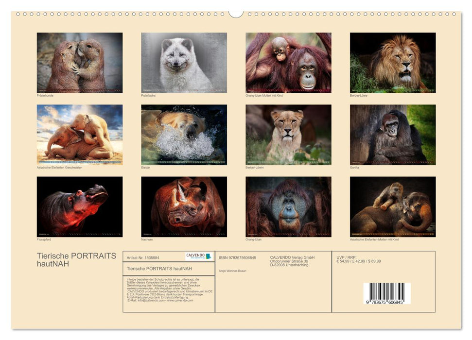 Tierische PORTRAITS hautNAH (CALVENDO Wandkalender 2024)