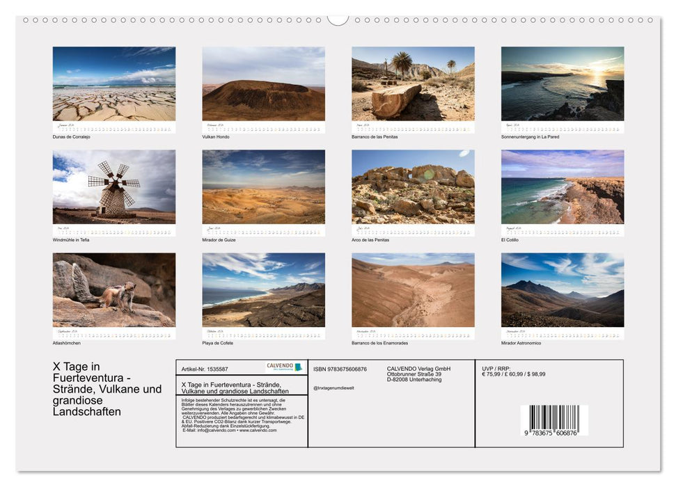 X Tage Fuerteventura – Strände, Vulkane und grandiose Landschaften (CALVENDO Premium Wandkalender 2024)