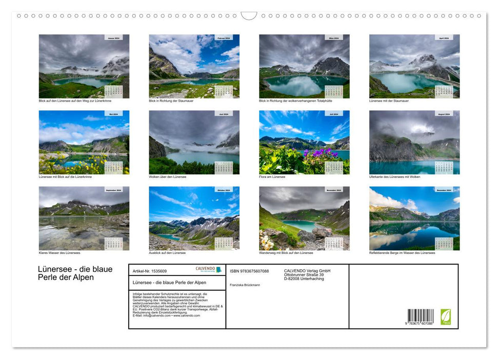 Lünersee - the blue pearl of the Alps (CALVENDO wall calendar 2024) 