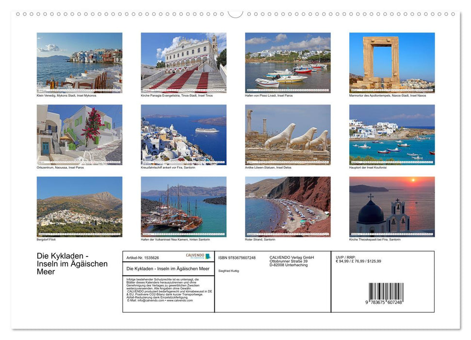 The Cyclades - Islands in the Aegean Sea (CALVENDO Premium Wall Calendar 2024) 