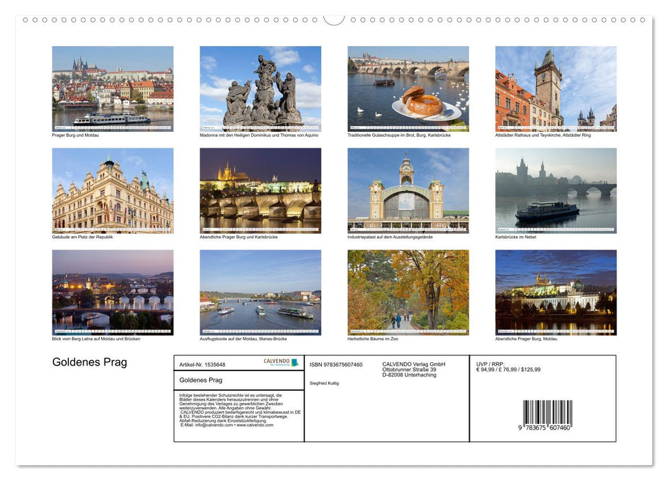 Golden Prague (CALVENDO Premium Wall Calendar 2024) 