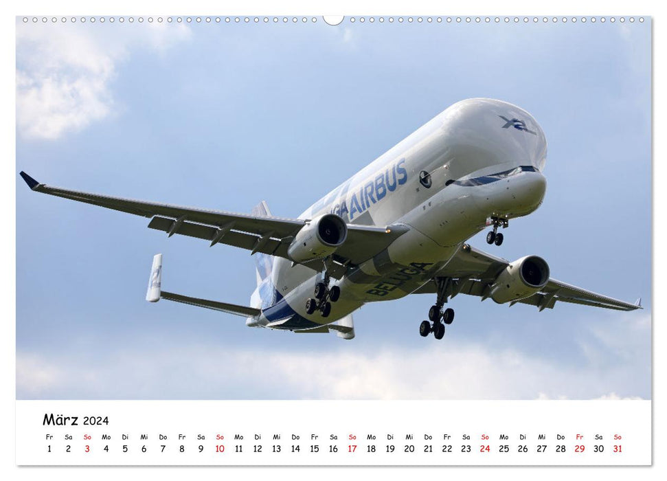 Flugzeuge am blauen Himmel (CALVENDO Premium Wandkalender 2024)