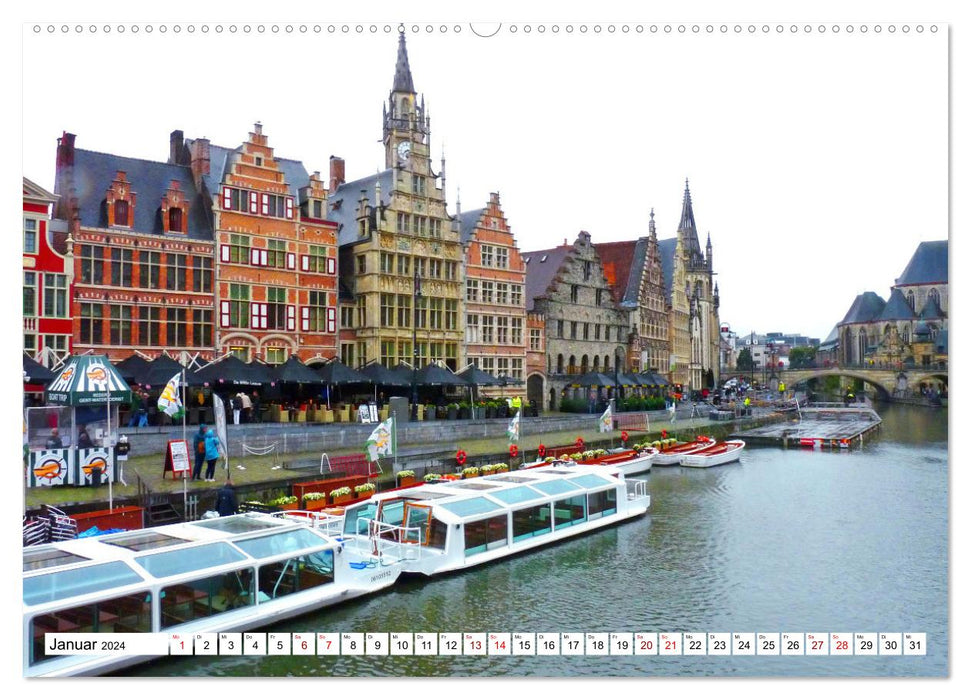 Belgium's highlights Ghent and Bruges (CALVENDO Premium Wall Calendar 2024) 