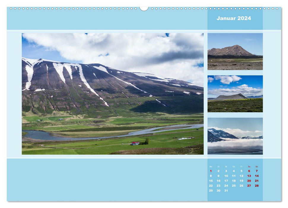 Island, ein Land der Gegensätze (CALVENDO Wandkalender 2024)