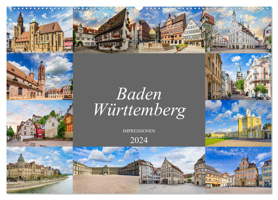 Baden-Württemberg Stadtansichten (CALVENDO Wandkalender 2024)