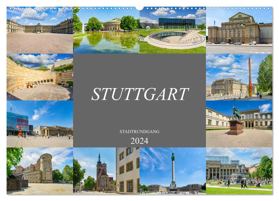 Stuttgart Stadtrundgang (CALVENDO Wandkalender 2024)