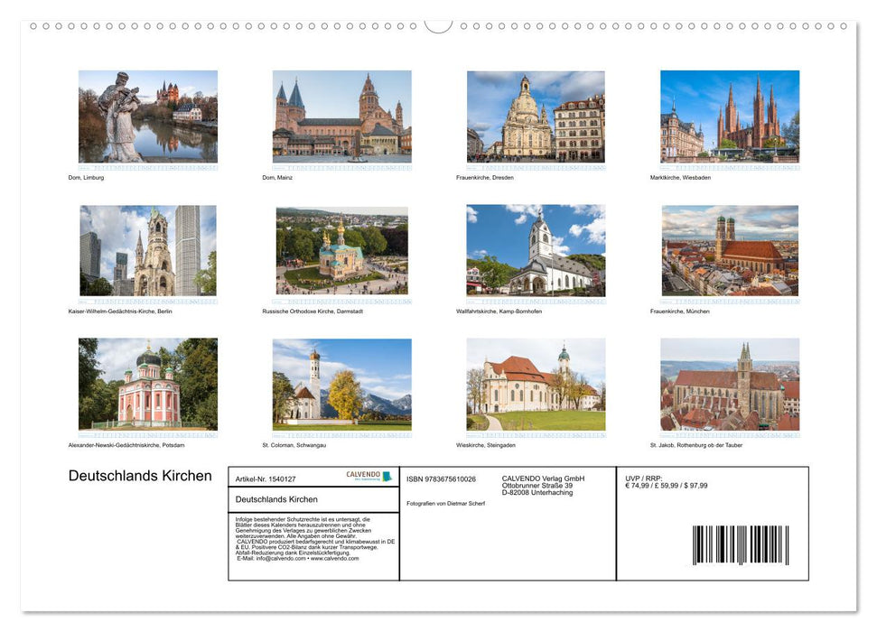 Deutschlands Kirchen (CALVENDO Premium Wandkalender 2024)