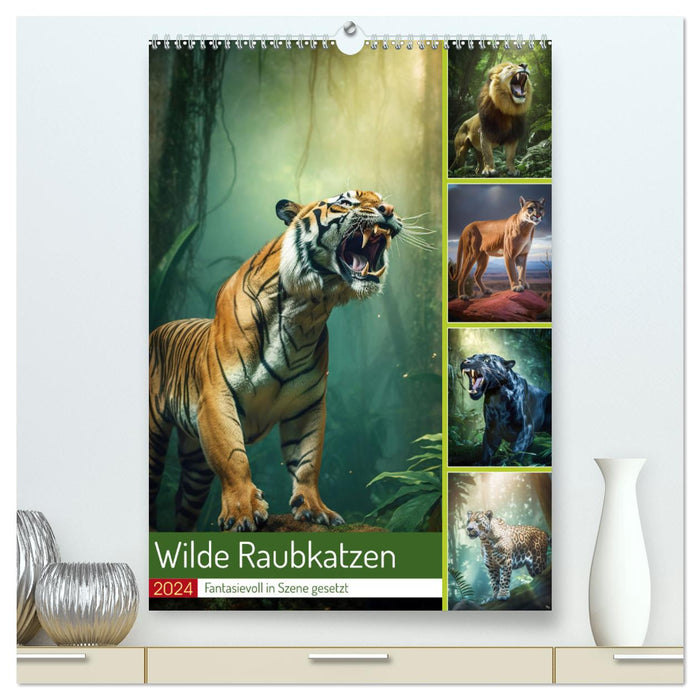 Wilde Raubkatzen (CALVENDO Premium Wandkalender 2024)