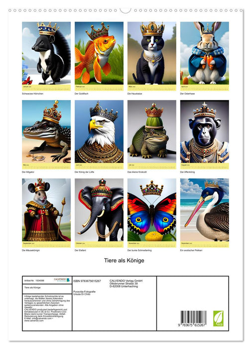 Les animaux comme des rois (Calvendo Premium Wall Calendar 2024) 