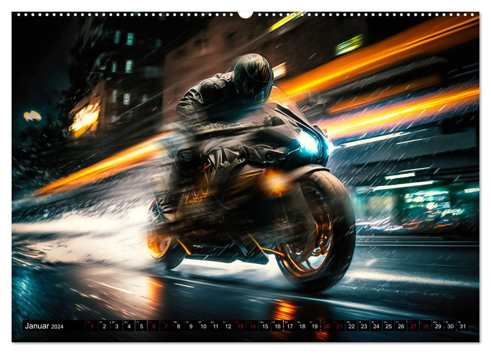 Vitesse de moto (Calendrier mural CALVENDO Premium 2024) 