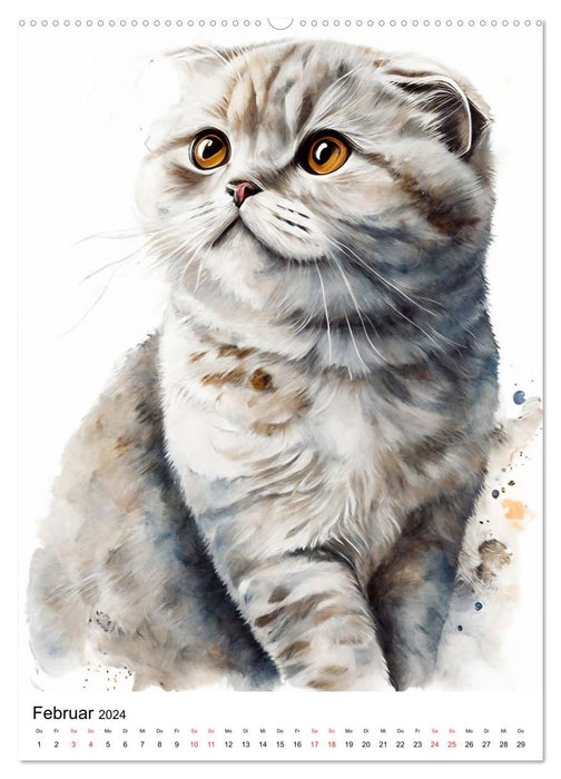 Katzen wie gemalt (CALVENDO Wandkalender 2024)