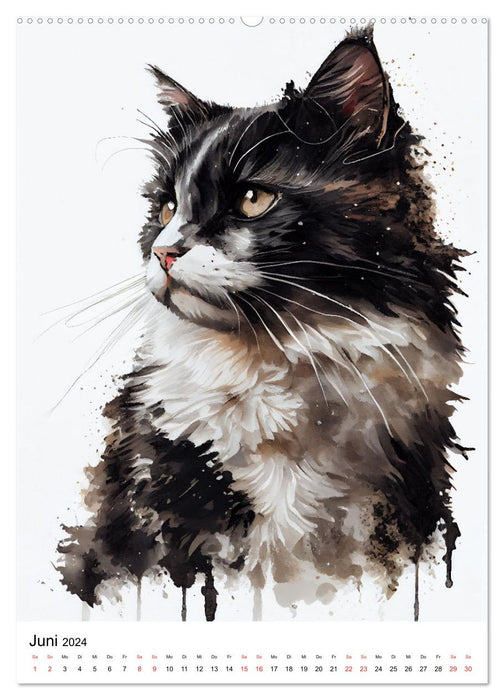 Katzen wie gemalt (CALVENDO Wandkalender 2024)