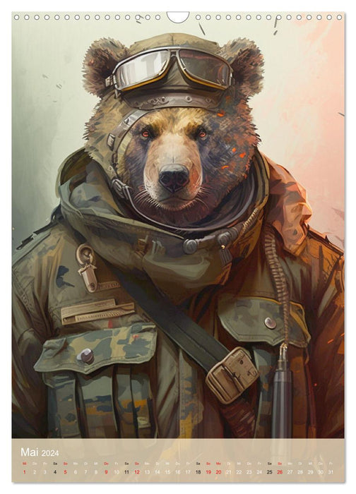 Tierische Krieger. Pelzige Soldaten im aktiven Dienst des Militärs (CALVENDO Wandkalender 2024)