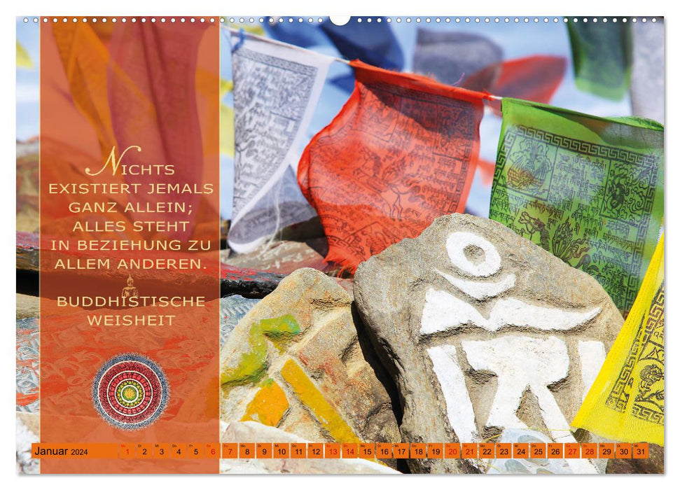 Unterwegs zur Erleuchtung Buddhistische Weisheiten (CALVENDO Premium Wandkalender 2024)