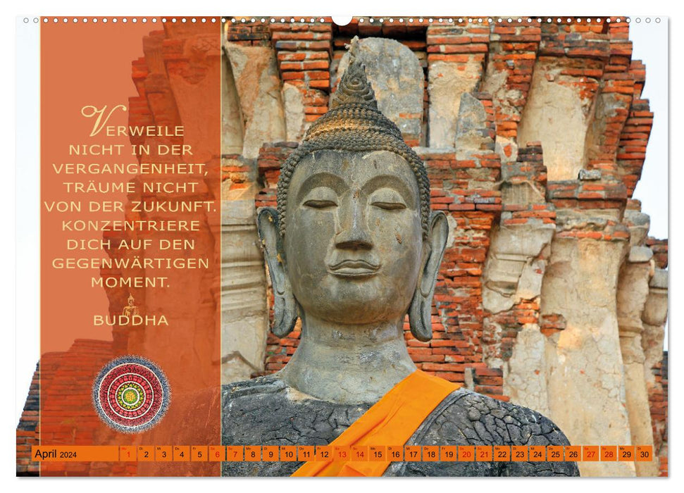 Unterwegs zur Erleuchtung Buddhistische Weisheiten (CALVENDO Premium Wandkalender 2024)