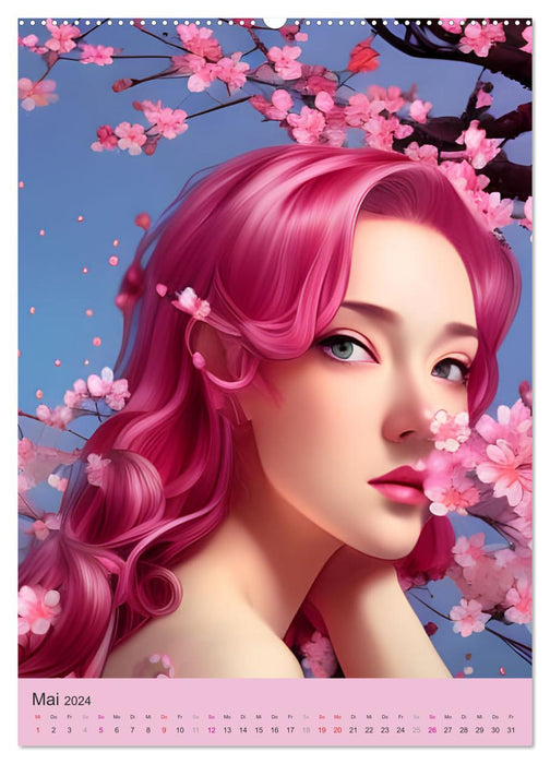 Japanische Kirschblüten - Portraits zum Träumen (CALVENDO Premium Wandkalender 2024)