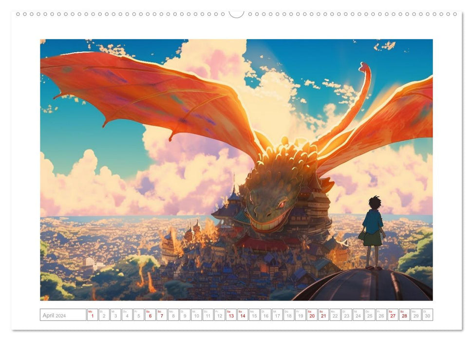 Monde magique de l'anime (Calendrier mural CALVENDO 2024) 