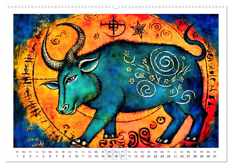 Die zwölf Tierkreiszeichen (CALVENDO Wandkalender 2024)