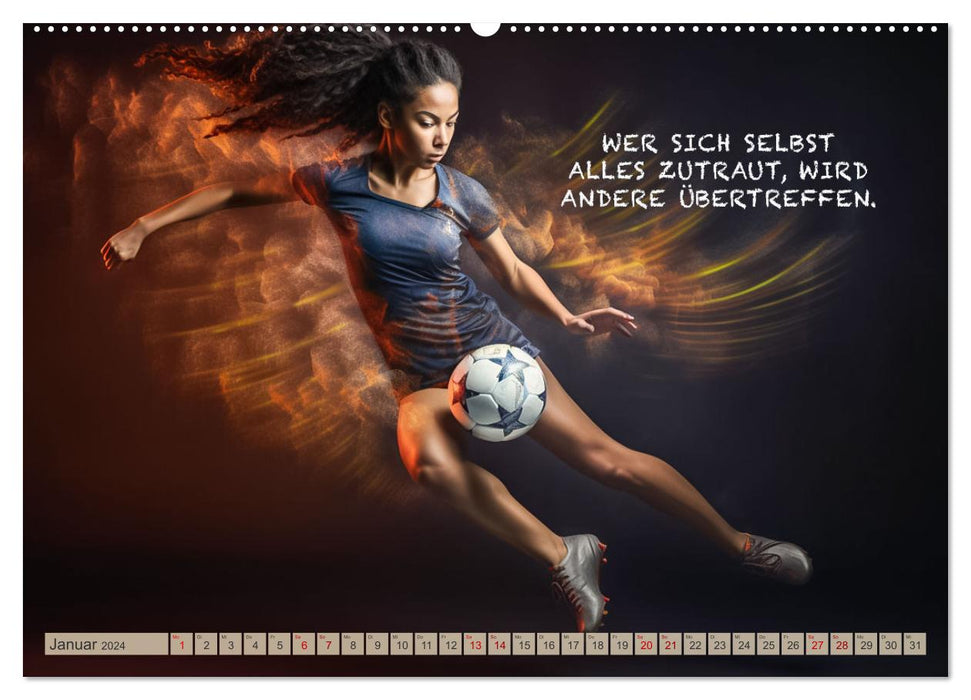 Motivation und Fußball (CALVENDO Premium Wandkalender 2024)