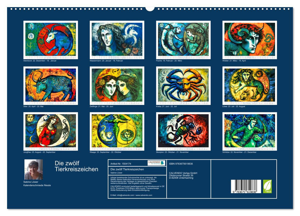 Die zwölf Tierkreiszeichen (CALVENDO Premium Wandkalender 2024)