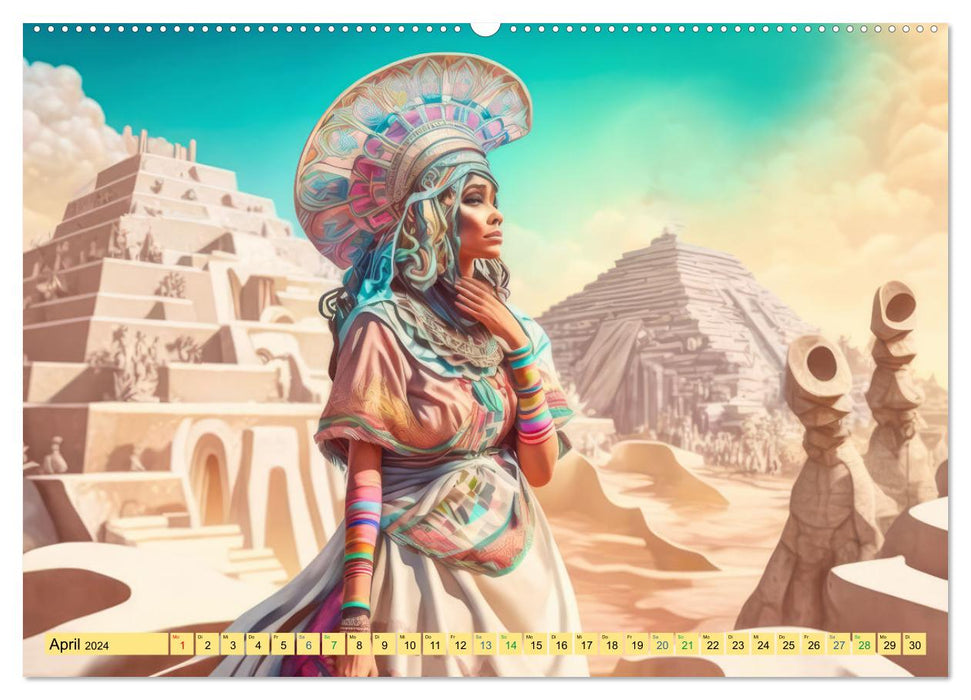 3D Bilder nach Art der Maya (CALVENDO Wandkalender 2024)