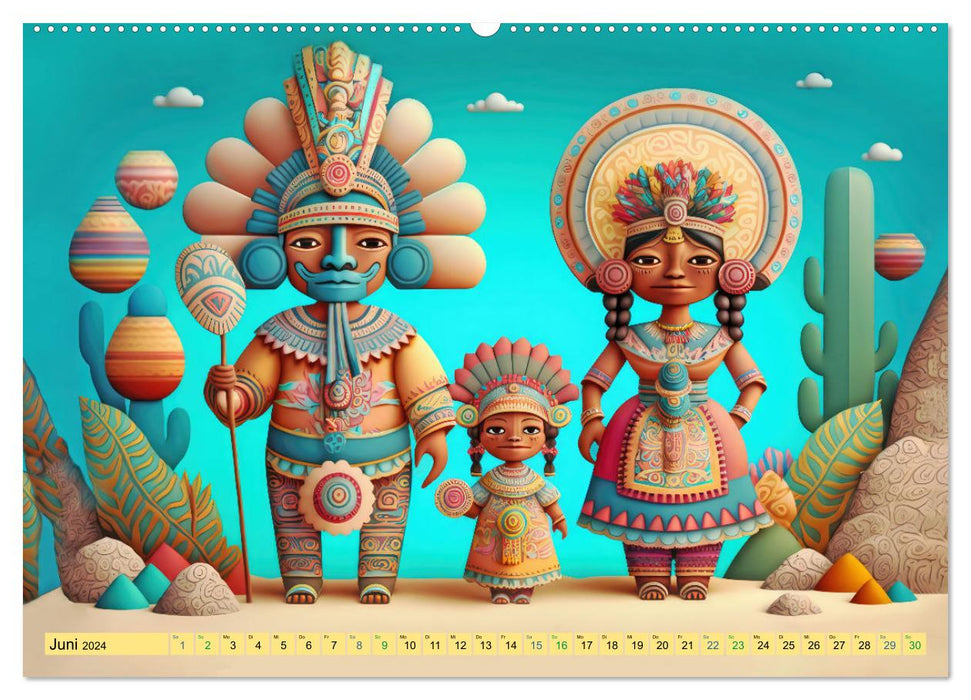 3D Bilder nach Art der Maya (CALVENDO Wandkalender 2024)