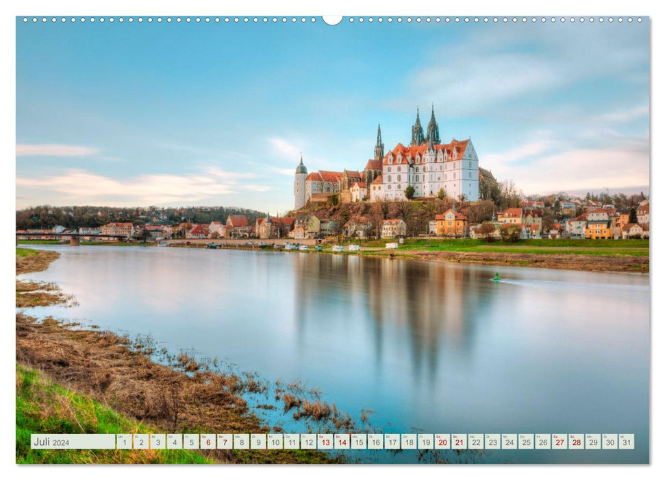 La beauté orientale de la Saxe - le pays féerique des châteaux et des rochers (Calendrier mural CALVENDO Premium 2024) 