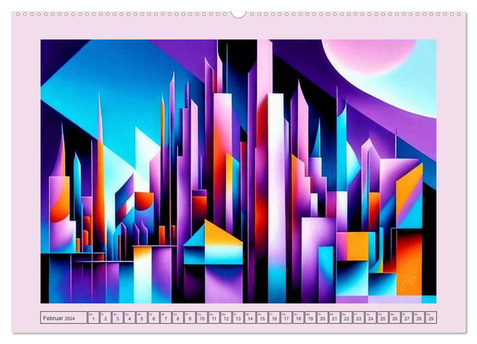 Kunterbunt kubistisch (CALVENDO Premium Wandkalender 2024)