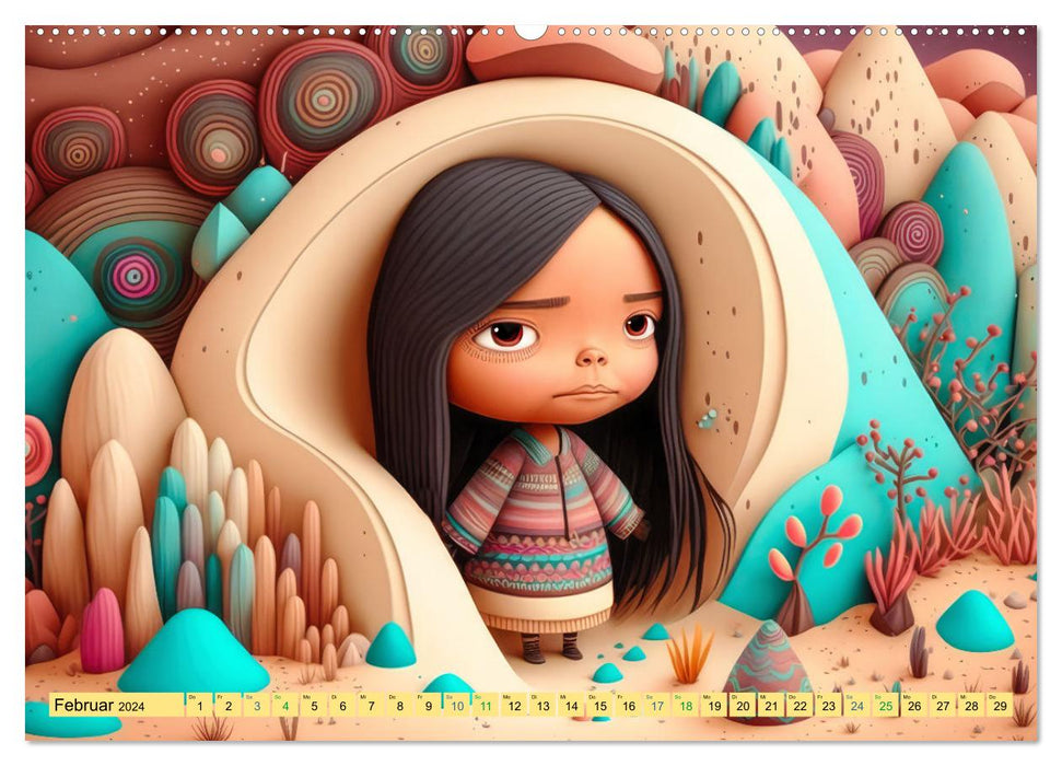 3D Bilder nach Art der Maya (CALVENDO Premium Wandkalender 2024)