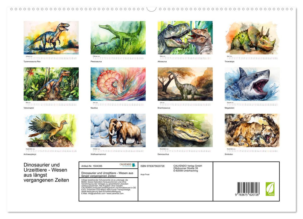 Dinosaures et animaux préhistoriques - créatures d'époques lointaines (Calendrier mural CALVENDO Premium 2024) 