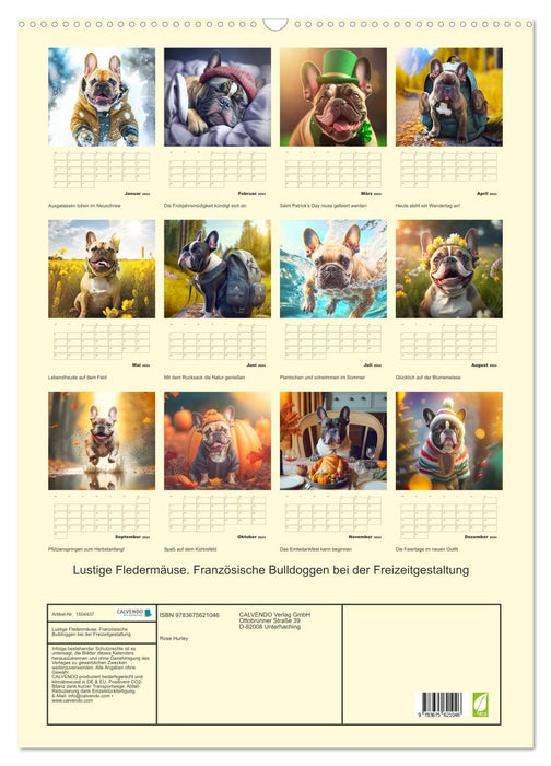 Lustige Fledermäuse. Französische Bulldoggen bei der Freizeitgestaltung (CALVENDO Wandkalender 2024)