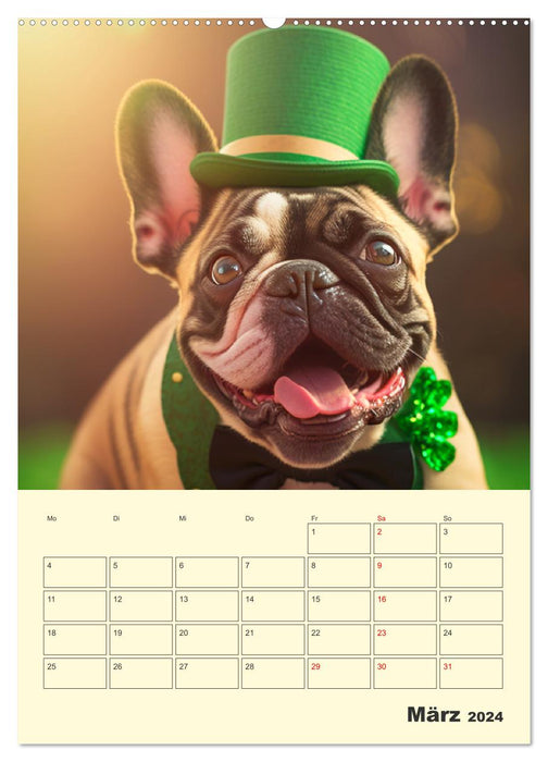 Lustige Fledermäuse. Französische Bulldoggen bei der Freizeitgestaltung (CALVENDO Wandkalender 2024)