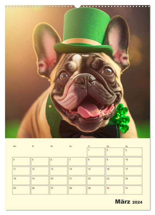 Lustige Fledermäuse. Französische Bulldoggen bei der Freizeitgestaltung (CALVENDO Premium Wandkalender 2024)