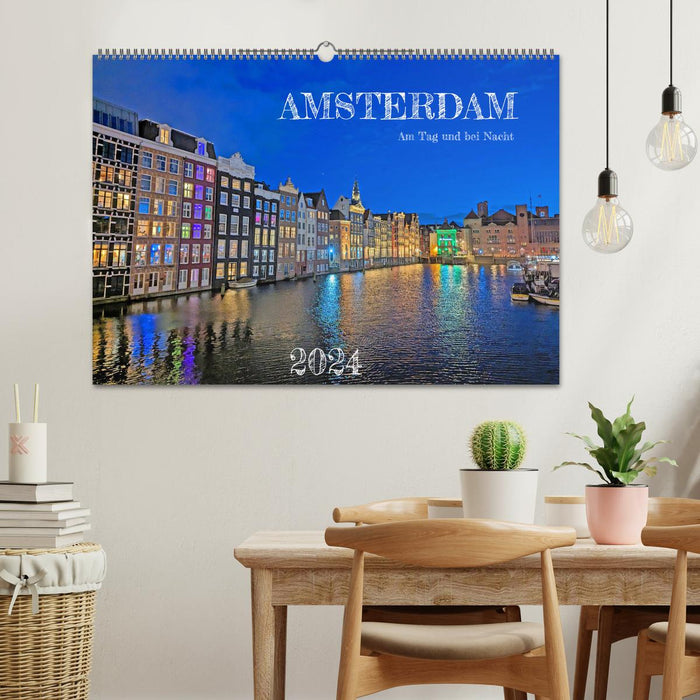 Amsterdam de jour et de nuit (calendrier mural CALVENDO 2024) 