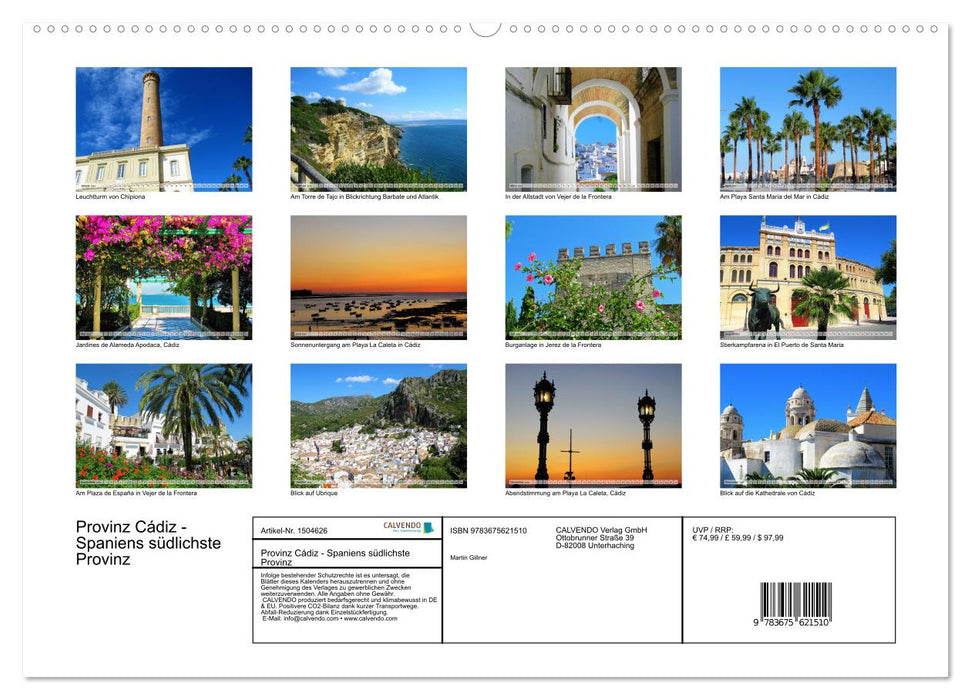 Province de Cadix - La province la plus méridionale d'Espagne (Calvendo Premium Wall Calendar 2024) 