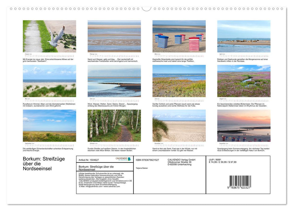 Borkum: Streifzüge über die Nordseeinsel (CALVENDO Premium Wandkalender 2024)