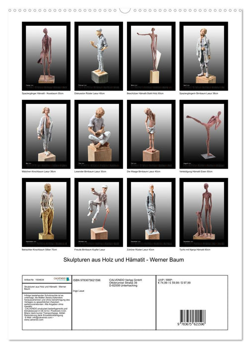 Skulpturen aus Holz und Hämatit - Werner Baum (CALVENDO Premium Wandkalender 2024)