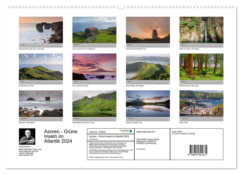 Azoren - Grüne Inseln im Atlantik 2024 (CALVENDO Premium Wandkalender 2024)