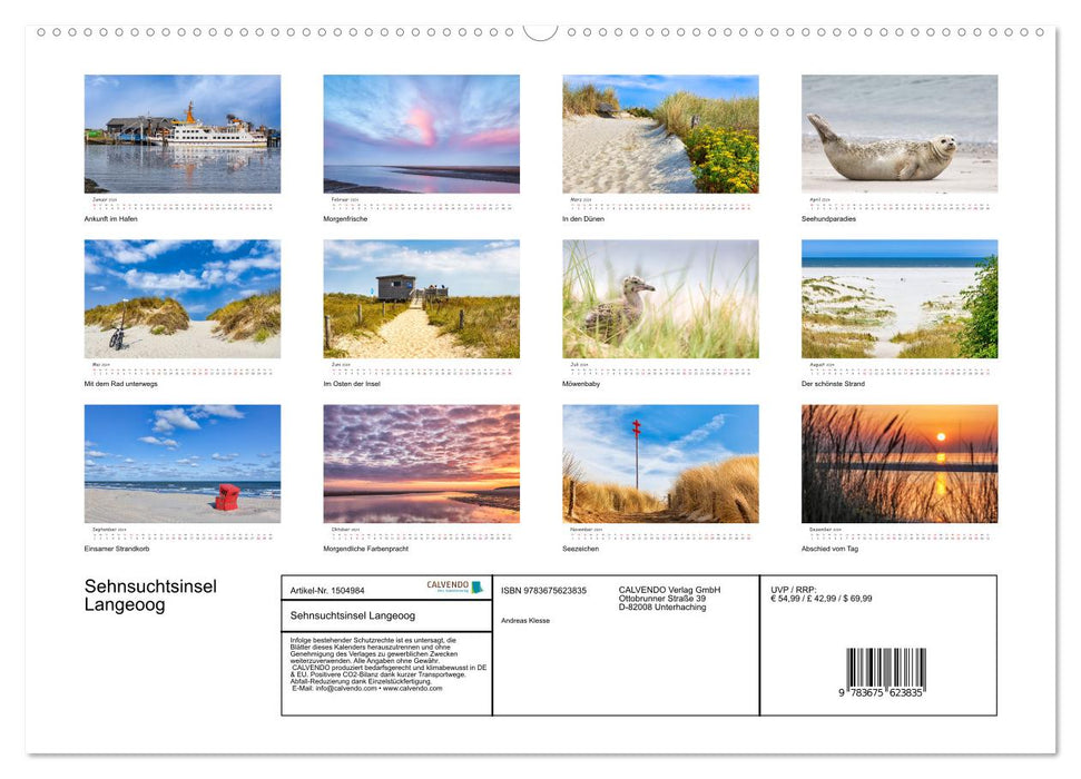 Sehnsuchtinsel Langeoog (CALVENDO Wandkalender 2024)