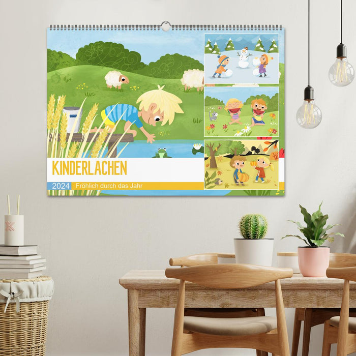 KINDERLACHEN - Fröhlich durch das Jahr - Ein Kinderkalender (CALVENDO Wandkalender 2024)