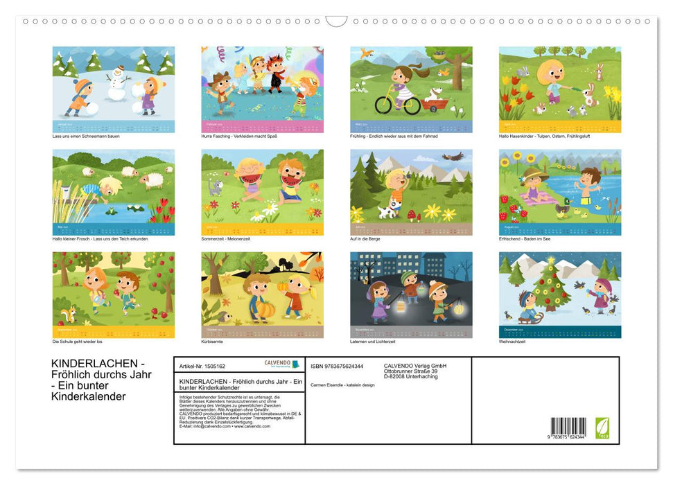 KINDERLACHEN - Fröhlich durch das Jahr - Ein Kinderkalender (CALVENDO Wandkalender 2024)