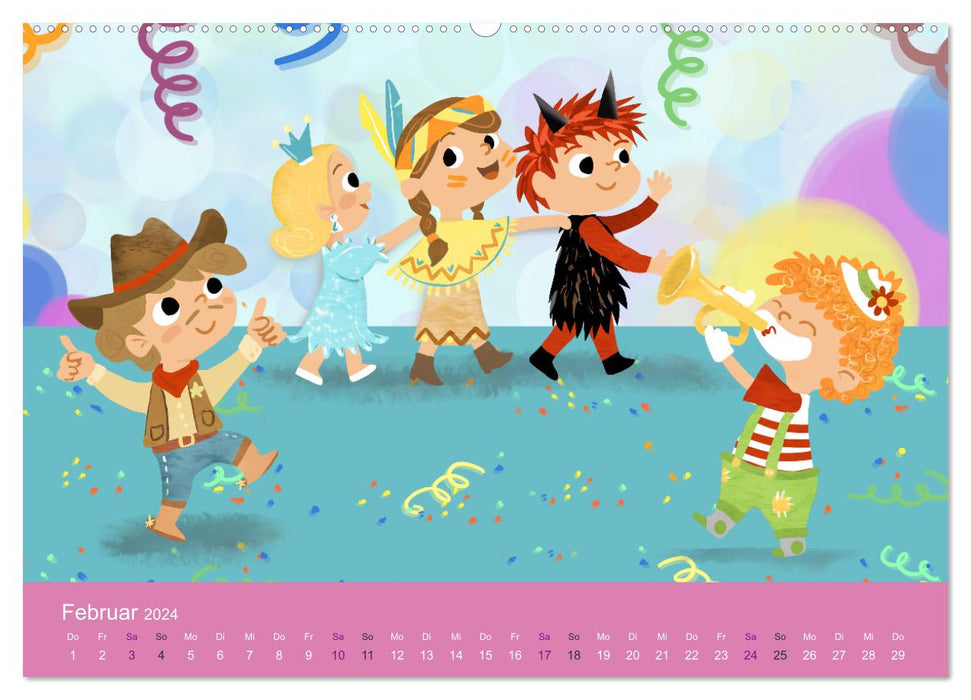 RIRE DES ENFANTS - Heureux toute l'année - Un calendrier pour enfants (Calendrier mural CALVENDO 2024) 