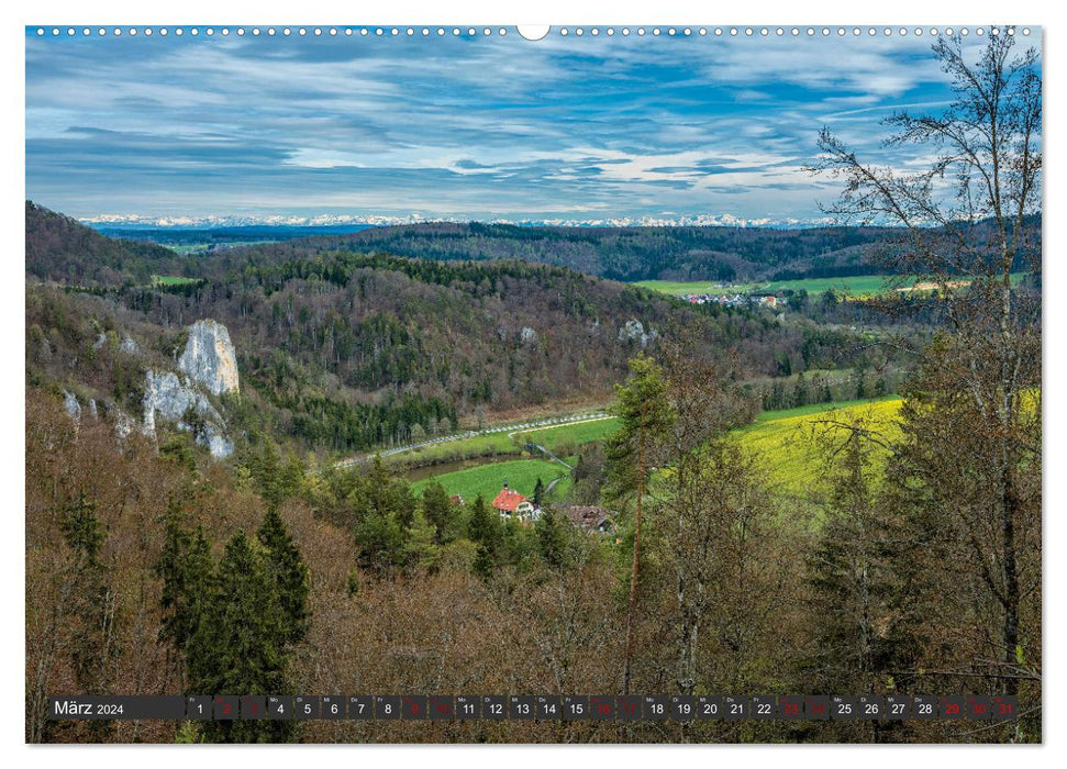 Alpen-Fernsichten von der Südwestalb und Oberen Donau (CALVENDO Wandkalender 2024)
