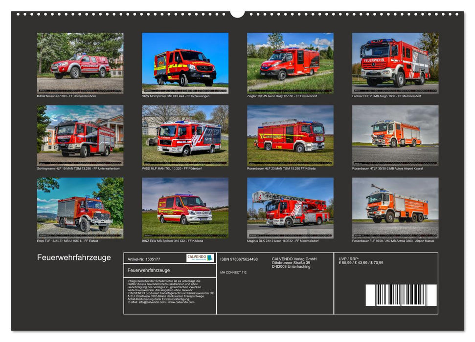Camions de pompiers (calendrier mural CALVENDO 2024) 