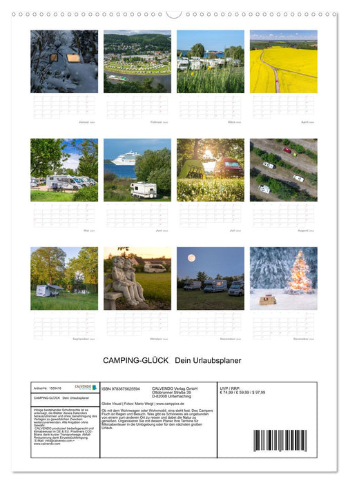 CAMPING-GLÜCK - Dein Urlaubsplaner (CALVENDO Premium Wandkalender 2024)