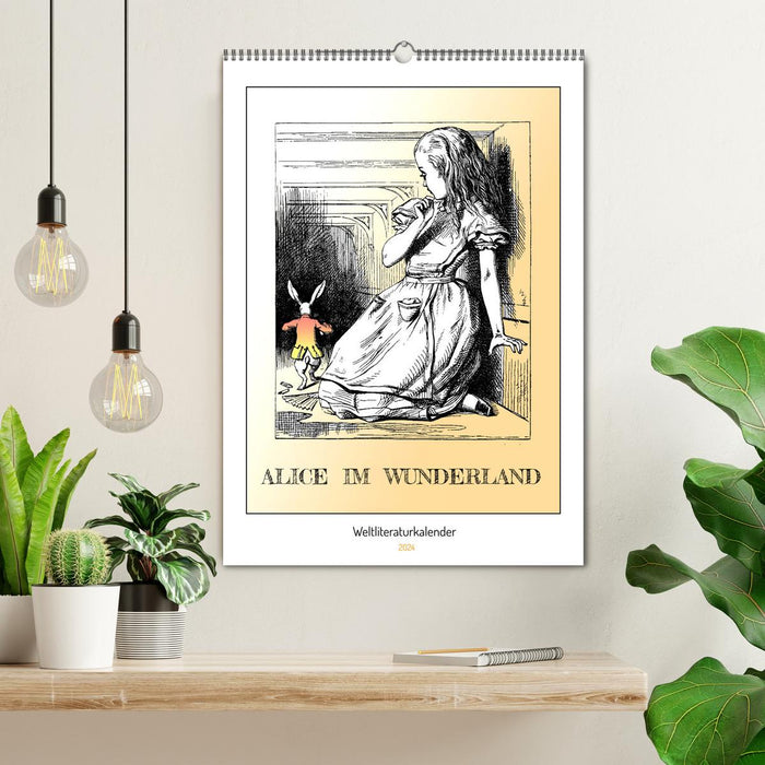 Alice im Wunderland - Weltliteraturkalender (CALVENDO Wandkalender 2024)