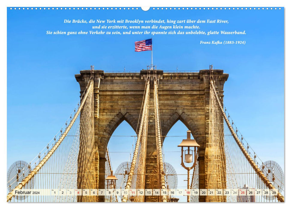 New York Ansichten - Literaturkalender (CALVENDO Wandkalender 2024)