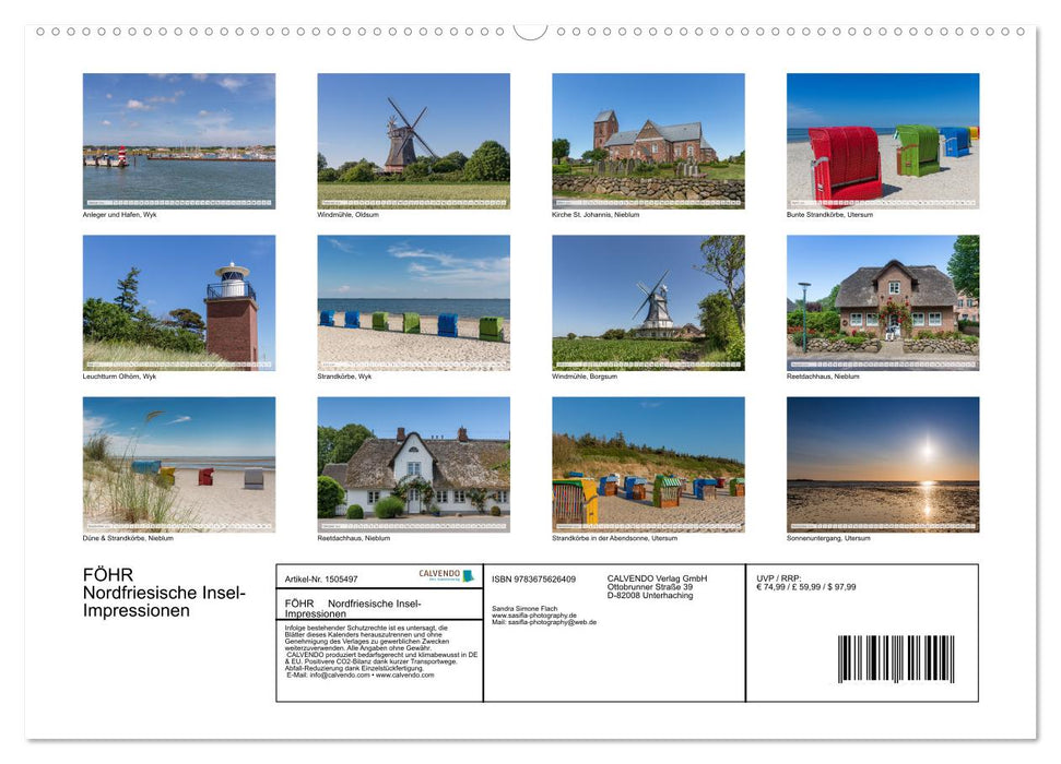 Föhr - Nordfriesische Insel Impressionen (CALVENDO Premium Wandkalender 2024)