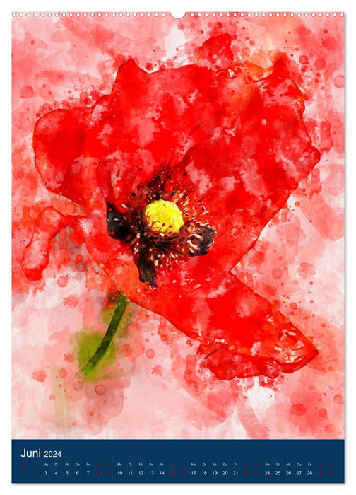 Wilde Blumen - Illustrierter Blütenzauber der Pflanzenwelt (CALVENDO Premium Wandkalender 2024)