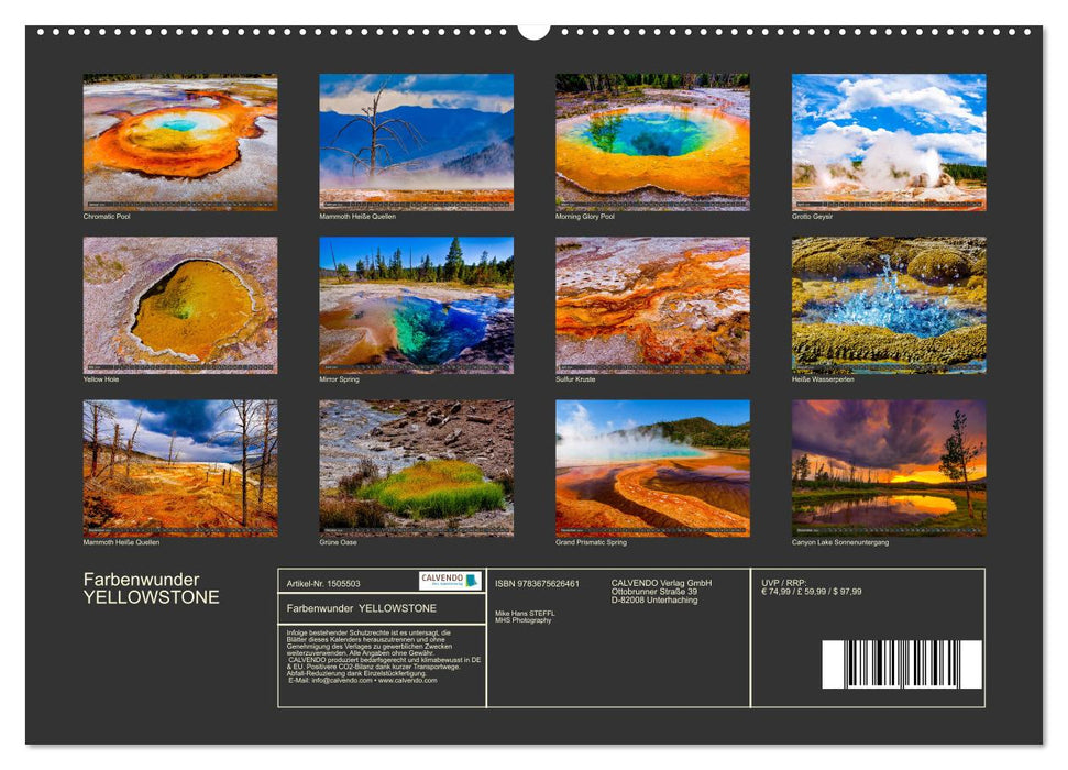 Farbenwunder Yellowstone (CALVENDO Premium Wandkalender 2024)